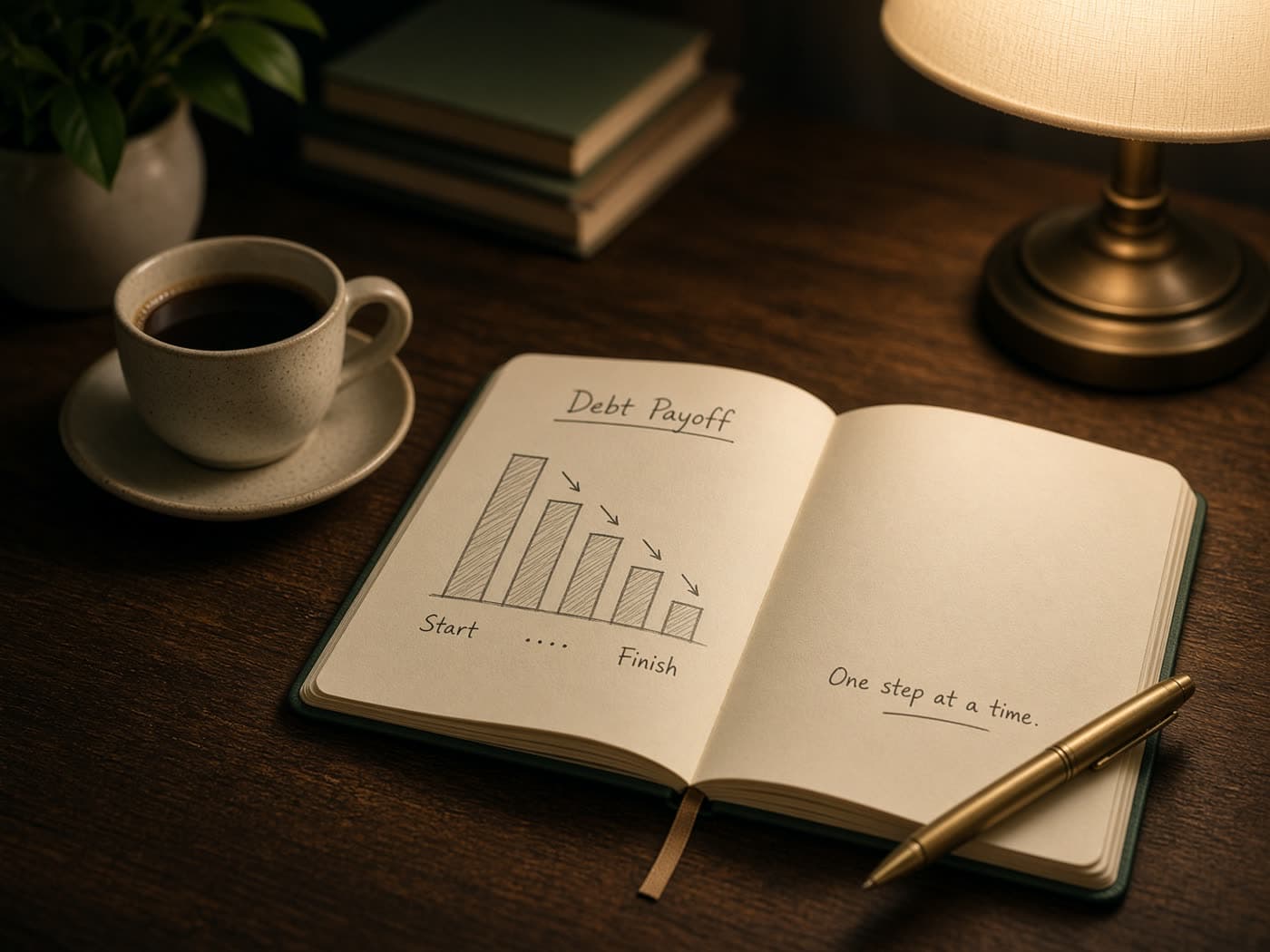A quiet desk with a notebook and calculator